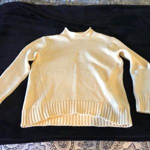 J Crew ivory roll neck cotton sweater
